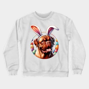 Dogue de Bordeaux Enjoys Easter with Bunny Ears Crewneck Sweatshirt